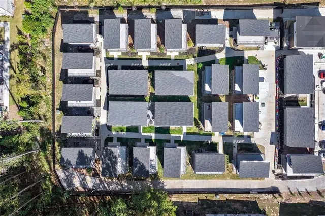 an aerial view of multiple house