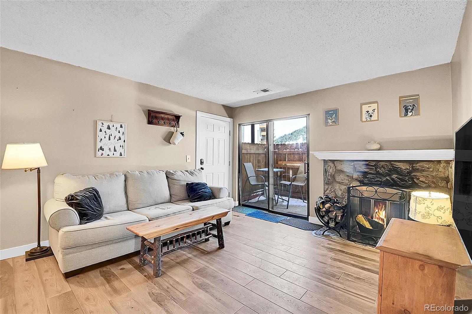 1890 Argentine Street, Unit B104 Georgetown, CO 80444 - Photo 1 of 1 a living room with furniture and a fireplace