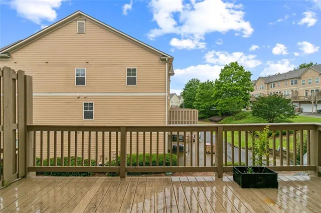 a view of a wooden deck