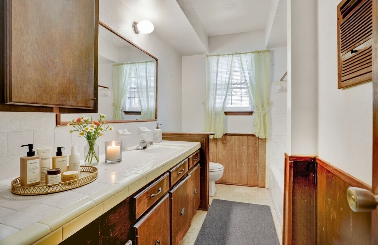 4422 Trigg Street Houston, TX 77093 - Photo 12 of 17 a bathroom with a sink double vanity and a mirror
