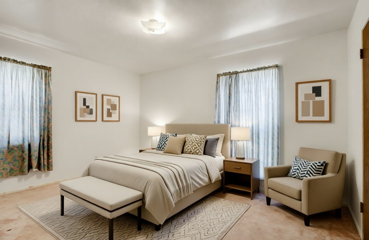 4422 Trigg Street Houston, TX 77093 - Photo 8 of 17 a bedroom with a bed and a couch