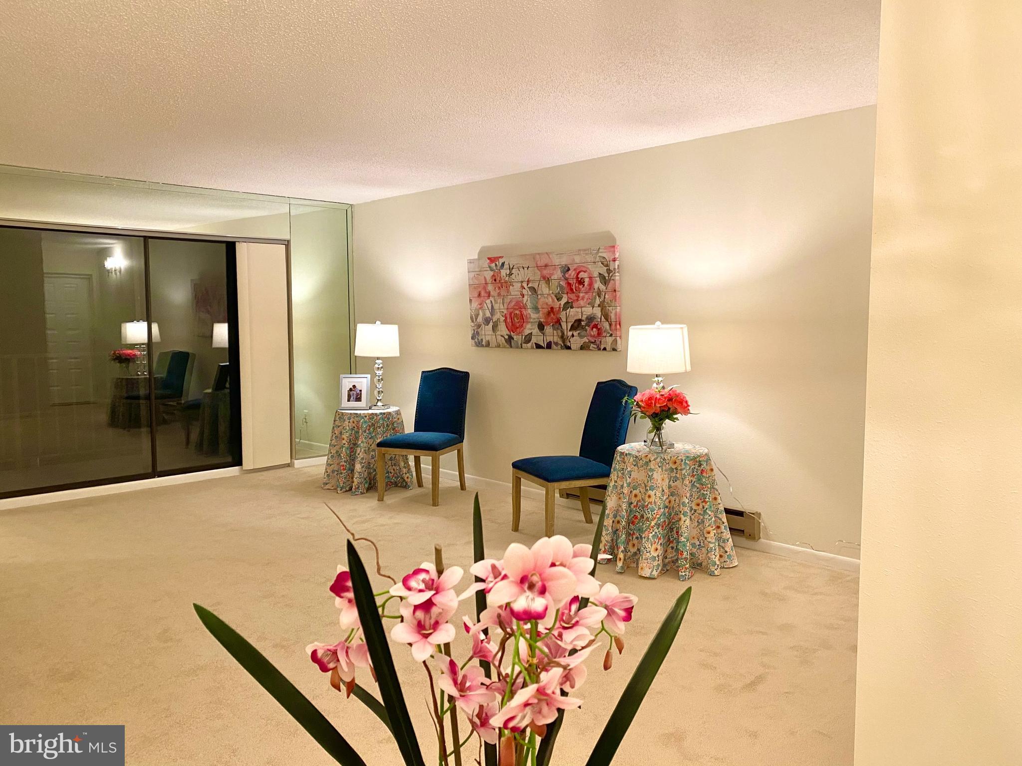 Living room has access to the balcony
