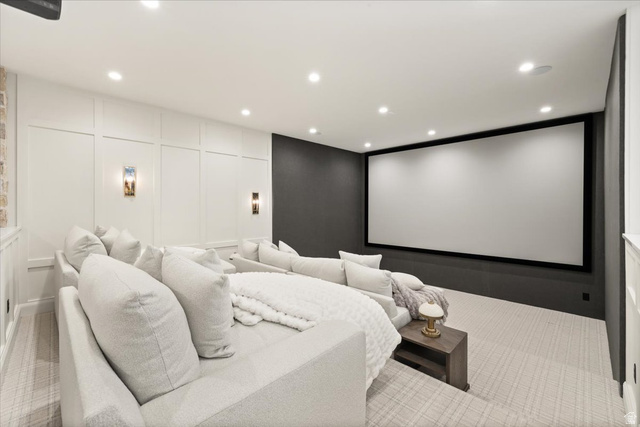 478 South Maple Lakes Drive Mapleton, UT 84664 - Photo 31 of 51 Dedicated media room featuring a large projection screen and tiered seating
