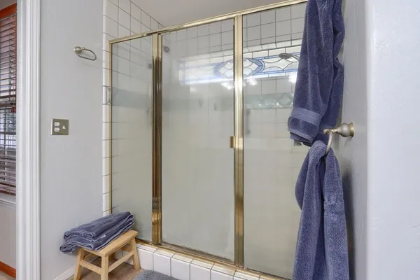 a view of a room with rack on the wall