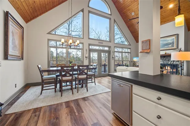 a view of a hallway with seating space