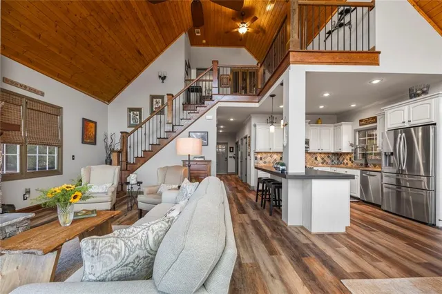 a living room with furniture and a couch