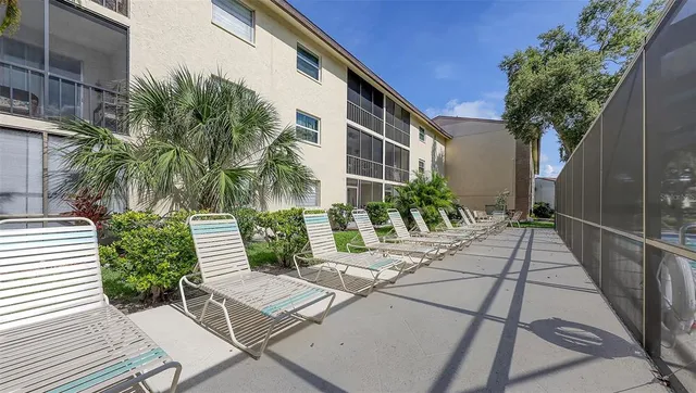 a view of outdoor space with seating