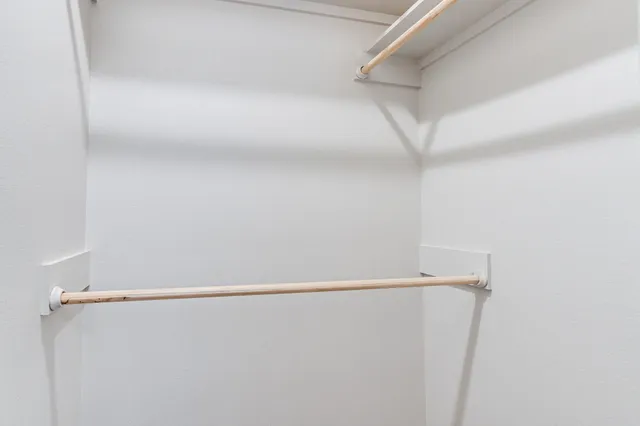 a view of small space with racks on the wall