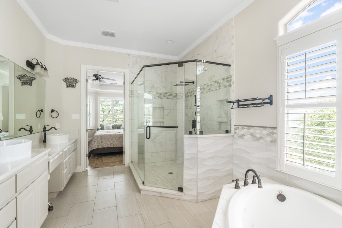 13301 Country Trails Lane Austin, TX 78732 - Photo 13 of 40 Primary Bathroom refreshed with quartz countertop, and oversized shower