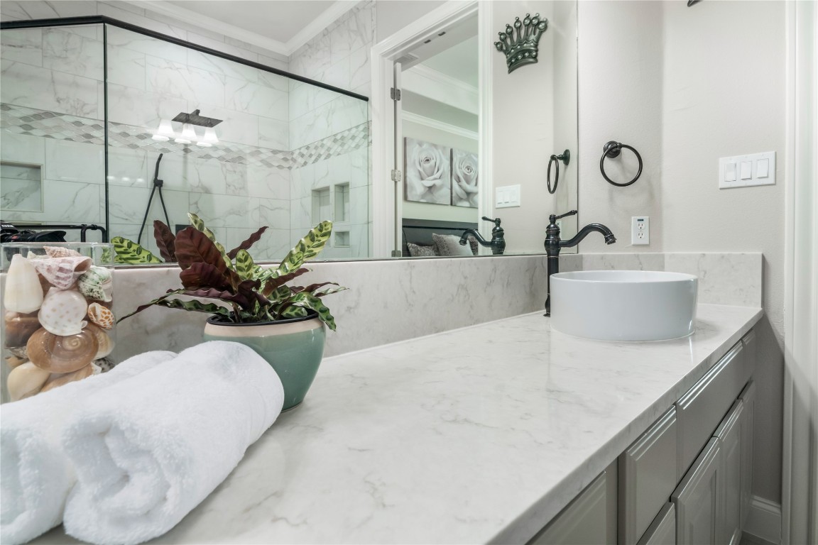 13301 Country Trails Lane Austin, TX 78732 - Photo 15 of 40 Primary Bathroom refreshed with quartz countertop, and oversized shower