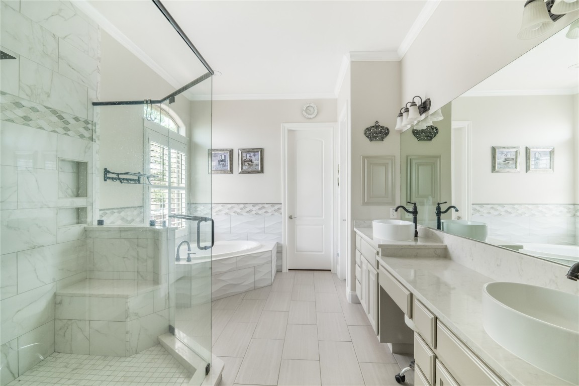 13301 Country Trails Lane Austin, TX 78732 - Photo 3 of 40 Primary Bathroom with double vanity and quartz countertop, and an enormous shower