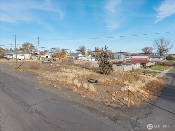 a view of a town with big yard