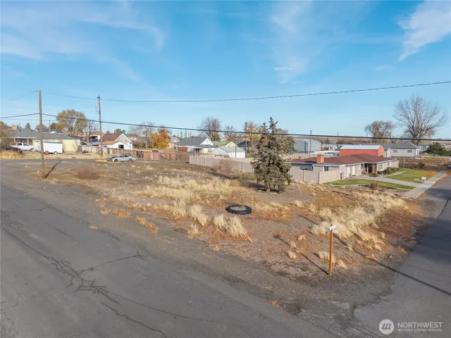 a view of a town with big yard