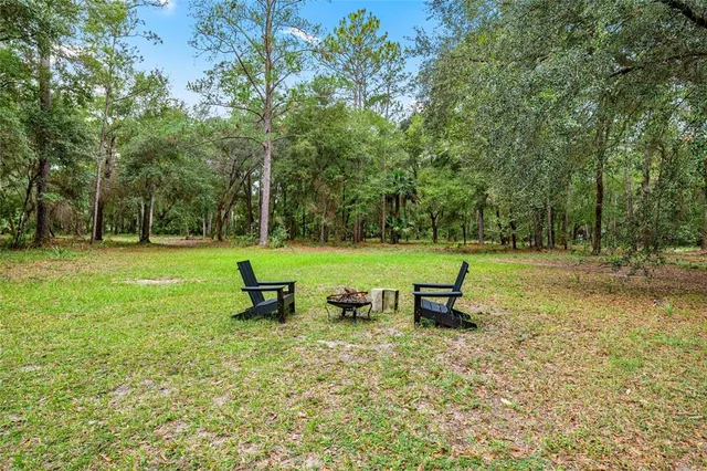 a view of a bench in a park