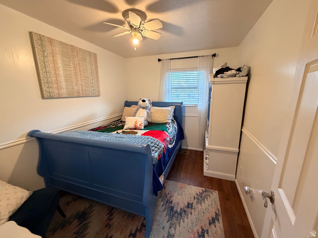 110 South 200 East Springville, UT 84663 - Photo 13 of 23 Bedroom with dark wood finished floors and ceiling fan