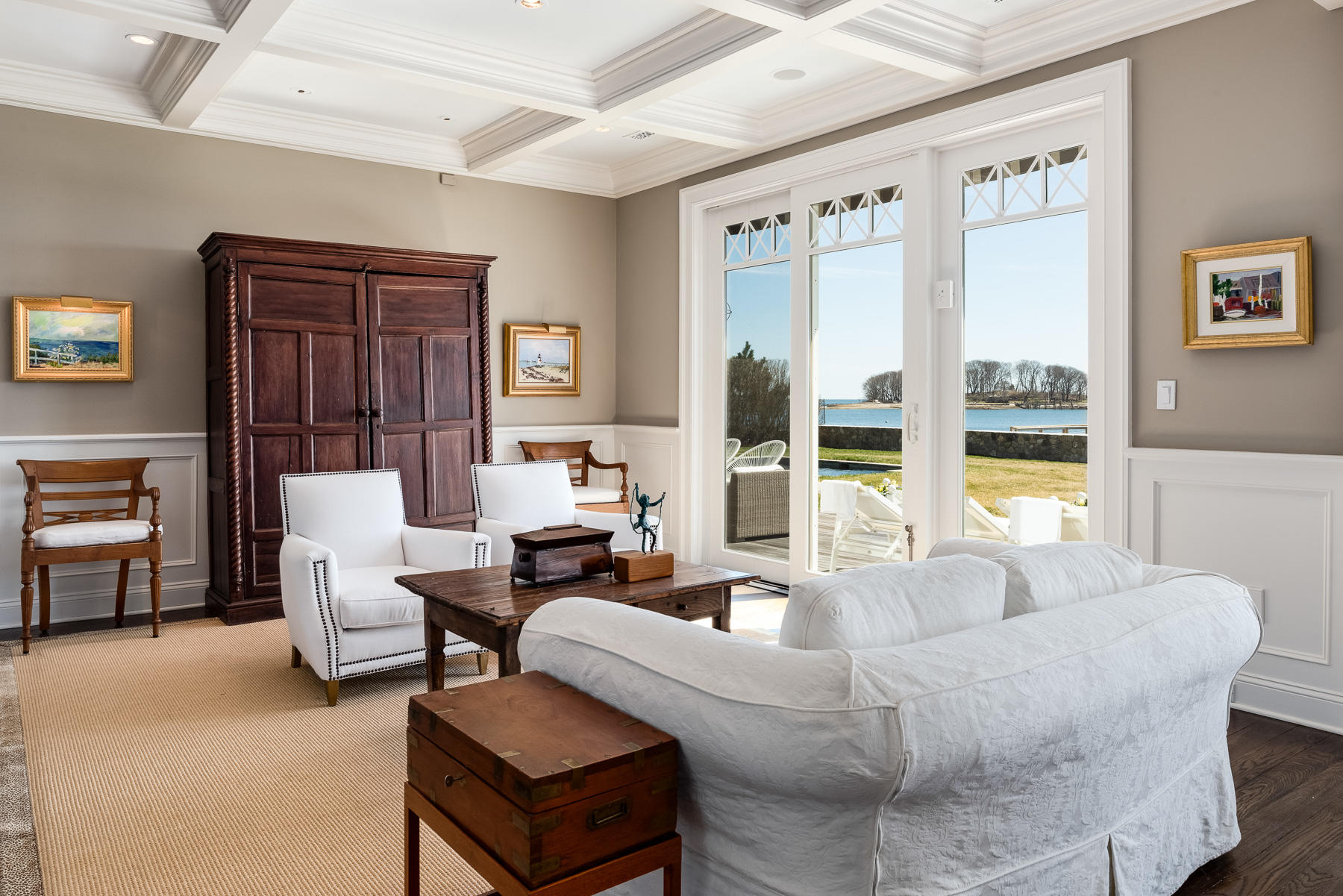 8 Shorehaven Road Norwalk, CT 06855 - Photo 9 of 27 a living room with furniture large window and flat screen tv