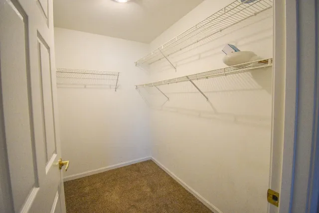 a view of a room with racks on the wall