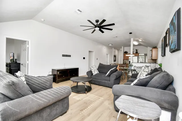 a living room with furniture