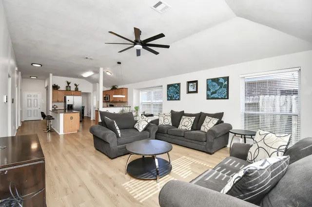 a living room with furniture