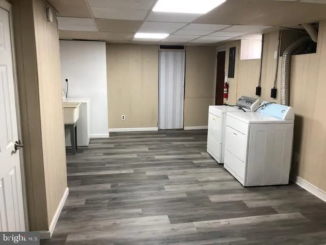 a room with a washer and dryer