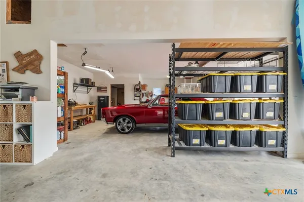 a car is parked in a garage