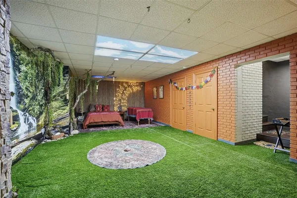 a view of a porch with furniture