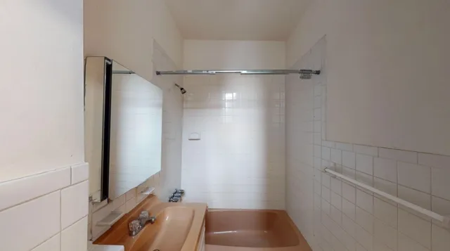 a bathroom with a tub