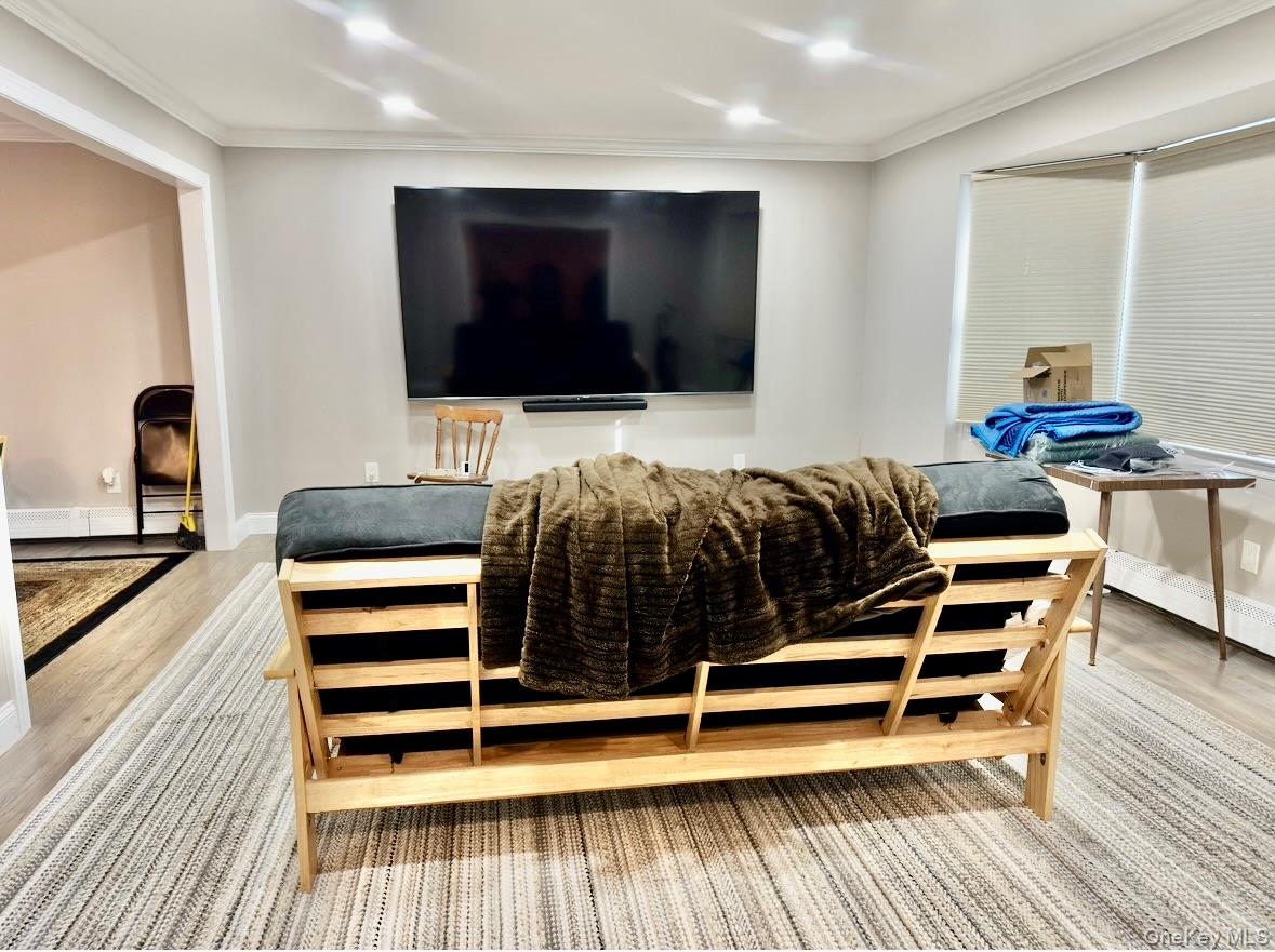 107 Fairview Avenue Oceanside, NY 11572 - Photo 4 of 14 a living room with furniture a flat screen tv and gym equipment