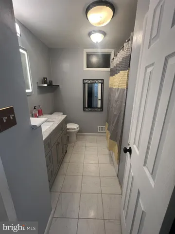 a bathroom with a sink a toilet and mirror