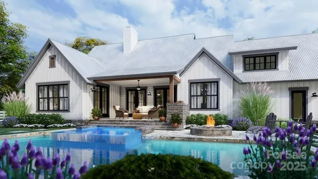 a front view of a house with porch and outdoor seating