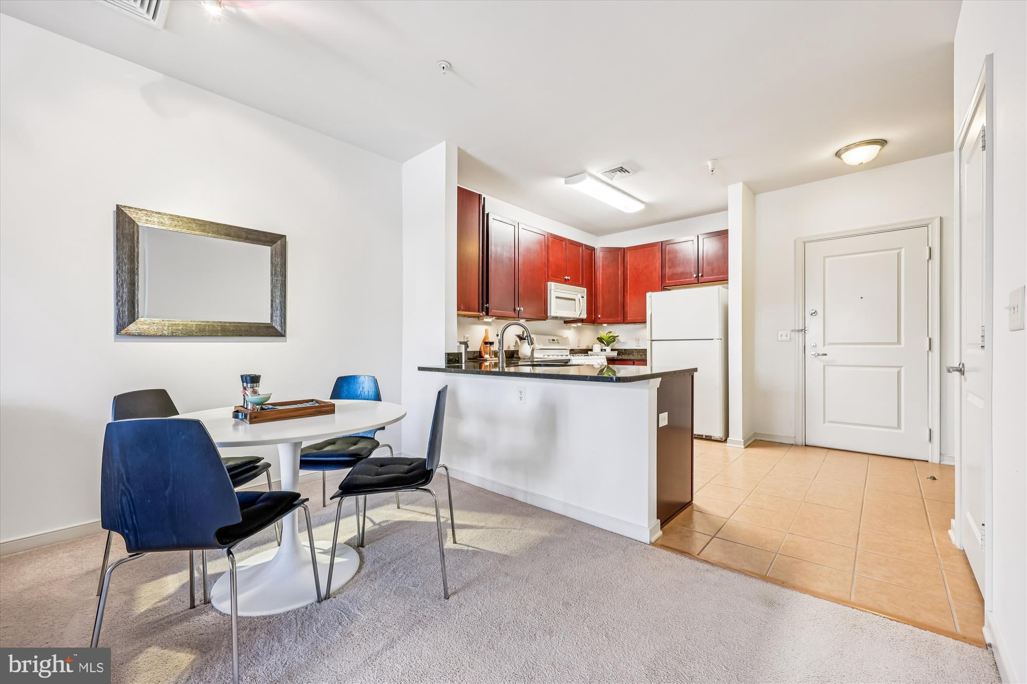 8045 Newell Street, Unit 215 Silver Spring, MD 20910 - Photo 14 of 31 a kitchen with a refrigerator and a chair