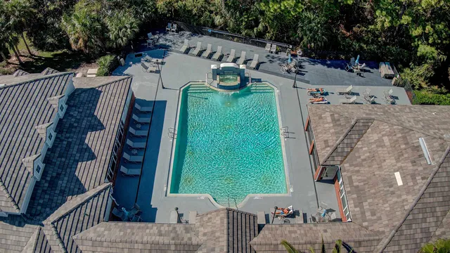 aerial view of a house with outdoor space