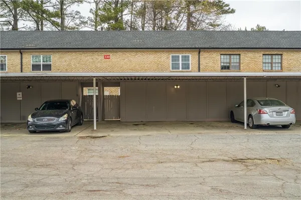 a car parked in front of a building