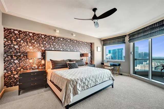 a view of a city with tall buildings