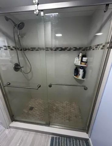 a bathroom with a shower