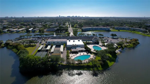 a view of a lake with outdoor space