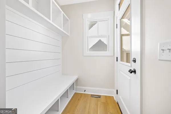 a bathroom with a bathtub
