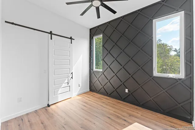 a view of a wooden door