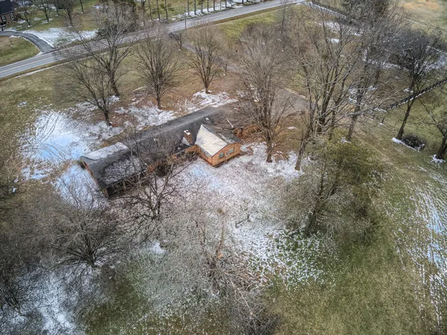 a view of a field with trees