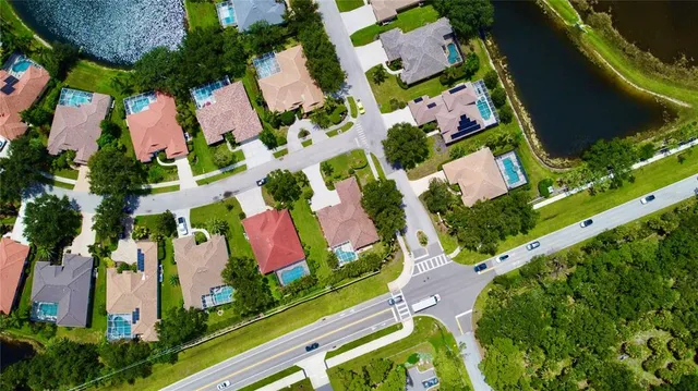an aerial view of multiple house