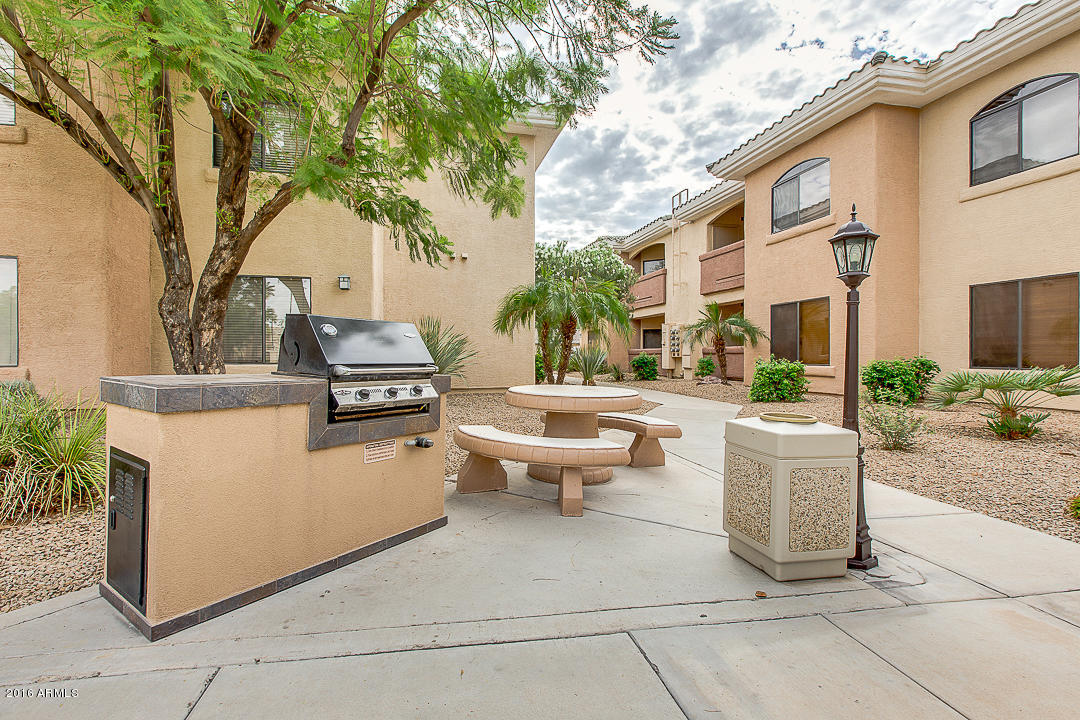 10030 West Indian School Road, Unit 269 Phoenix, AZ 85037 - Photo 26 of 34 a view of a patio with table and chairs potted plants and a large tree