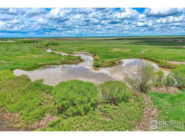 a view of a field with an ocean