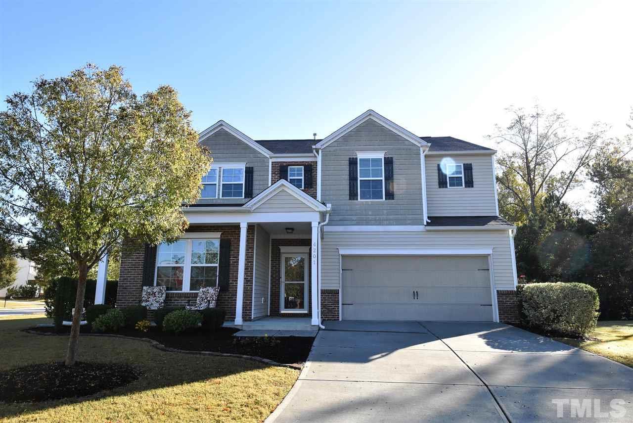 1-owner 4BR/2.5BA/2648sf 2-story in popular Highland Creek w/fabulous amenities, in NE Raleigh near I-540 & shops/dining! Home is set on a spacious .26 ac corner lot w/rocking chair Front Porch and attached 2-car Garage.