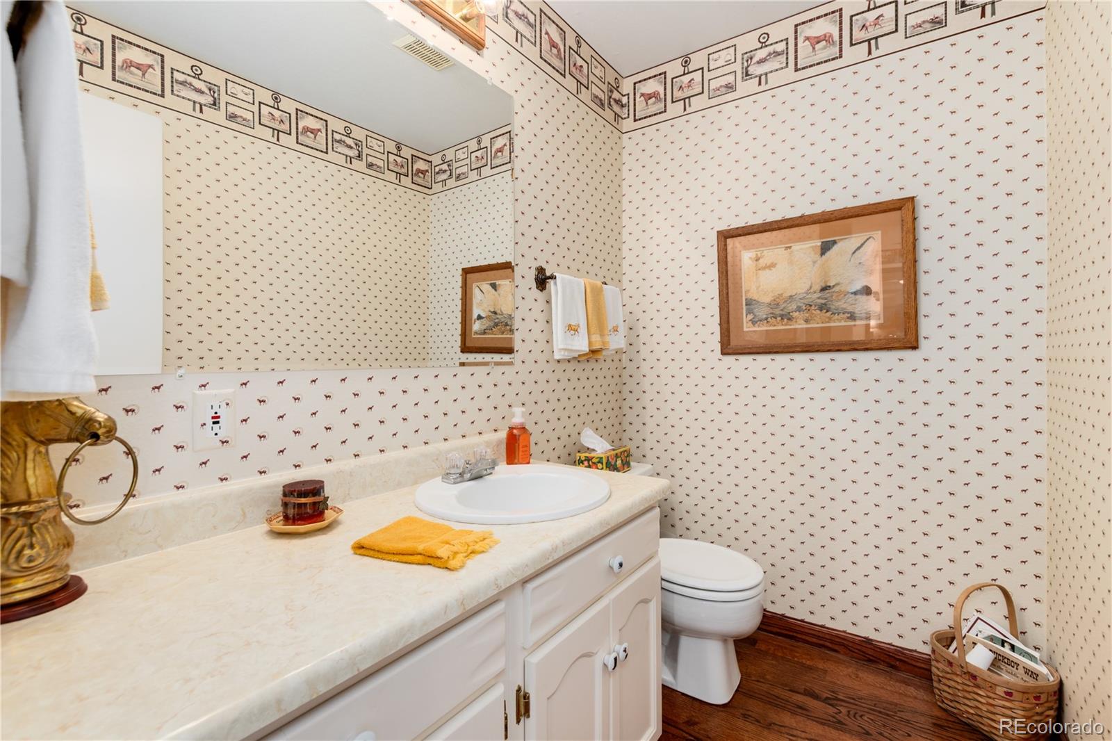 7846 North Village Road Parker, CO 80134 - Photo 31 of 50 a bathroom with a sink a toilet and shower curtain