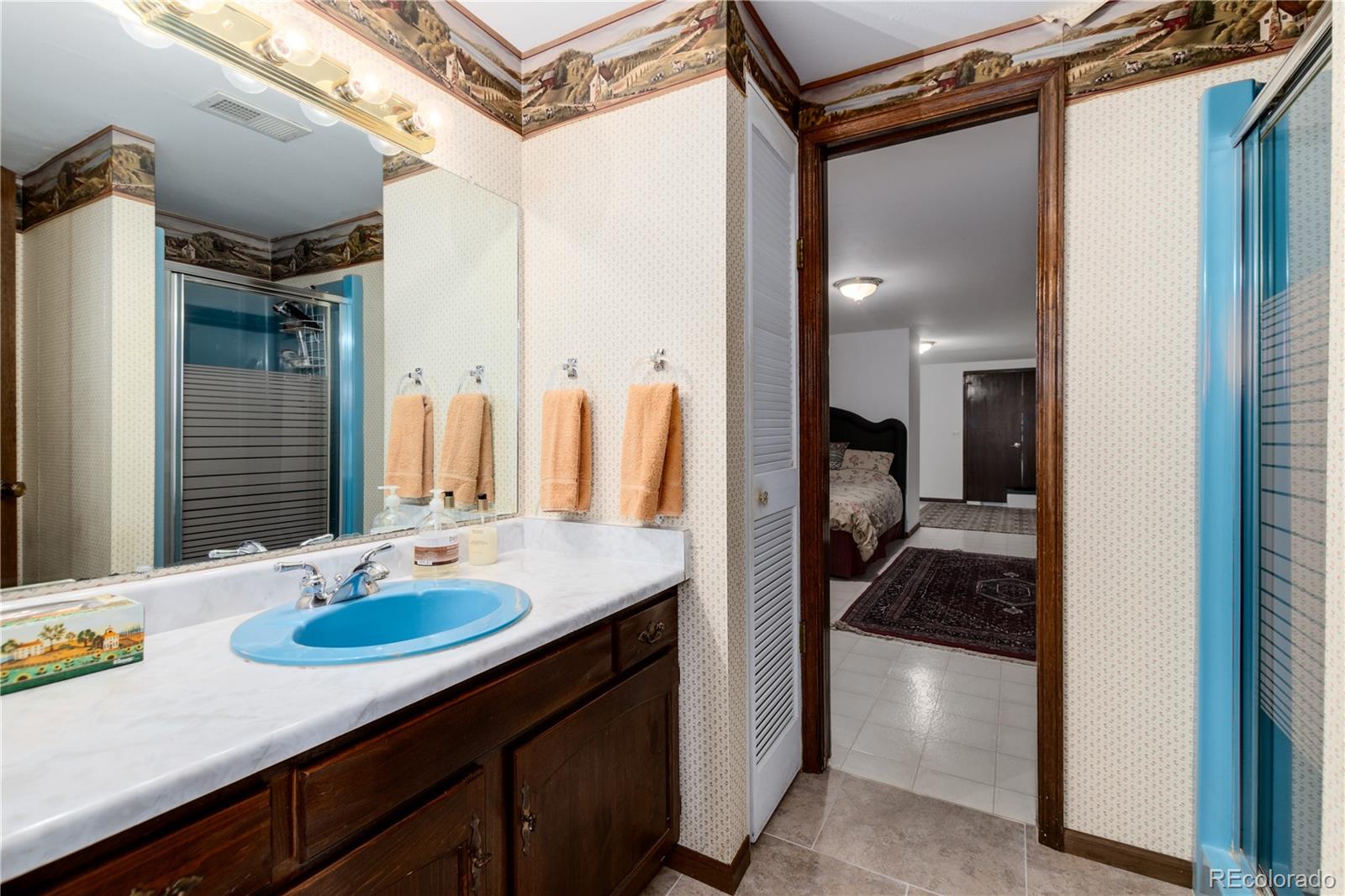 7846 North Village Road Parker, CO 80134 - Photo 38 of 50 a bathroom with a sink double vanity and a mirror