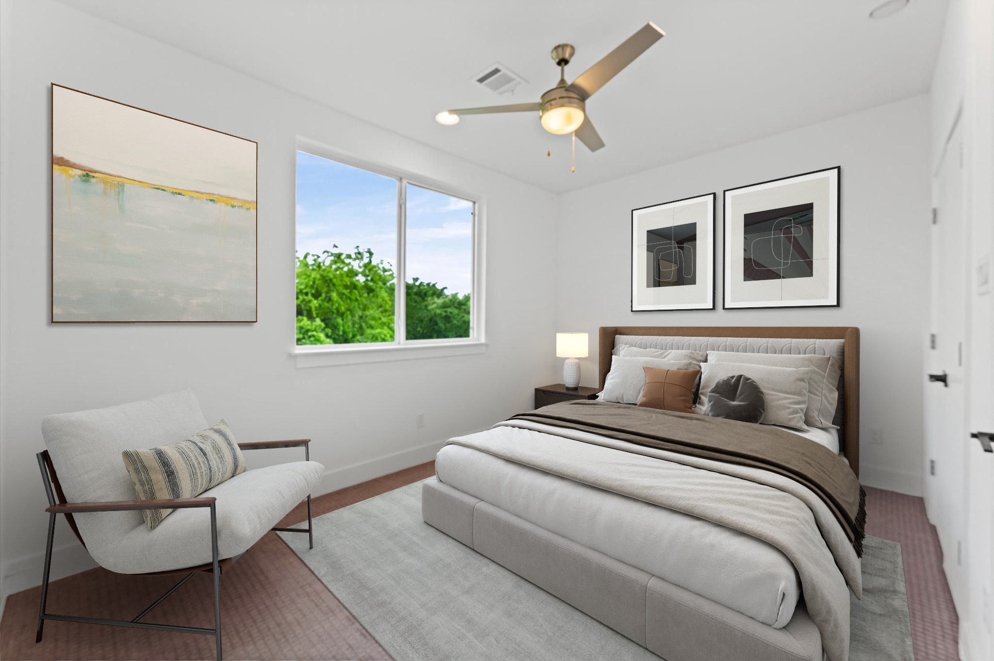 1404 Bailey Street Houston, TX 77019 - Photo 21 of 25 a bedroom with a bed and a painting on the wall