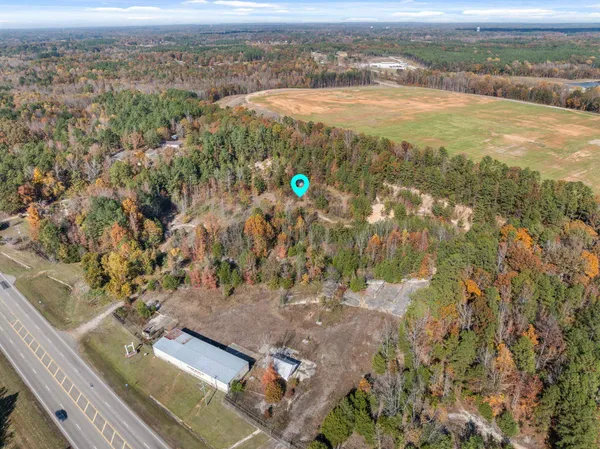 a view of a city from a yard
