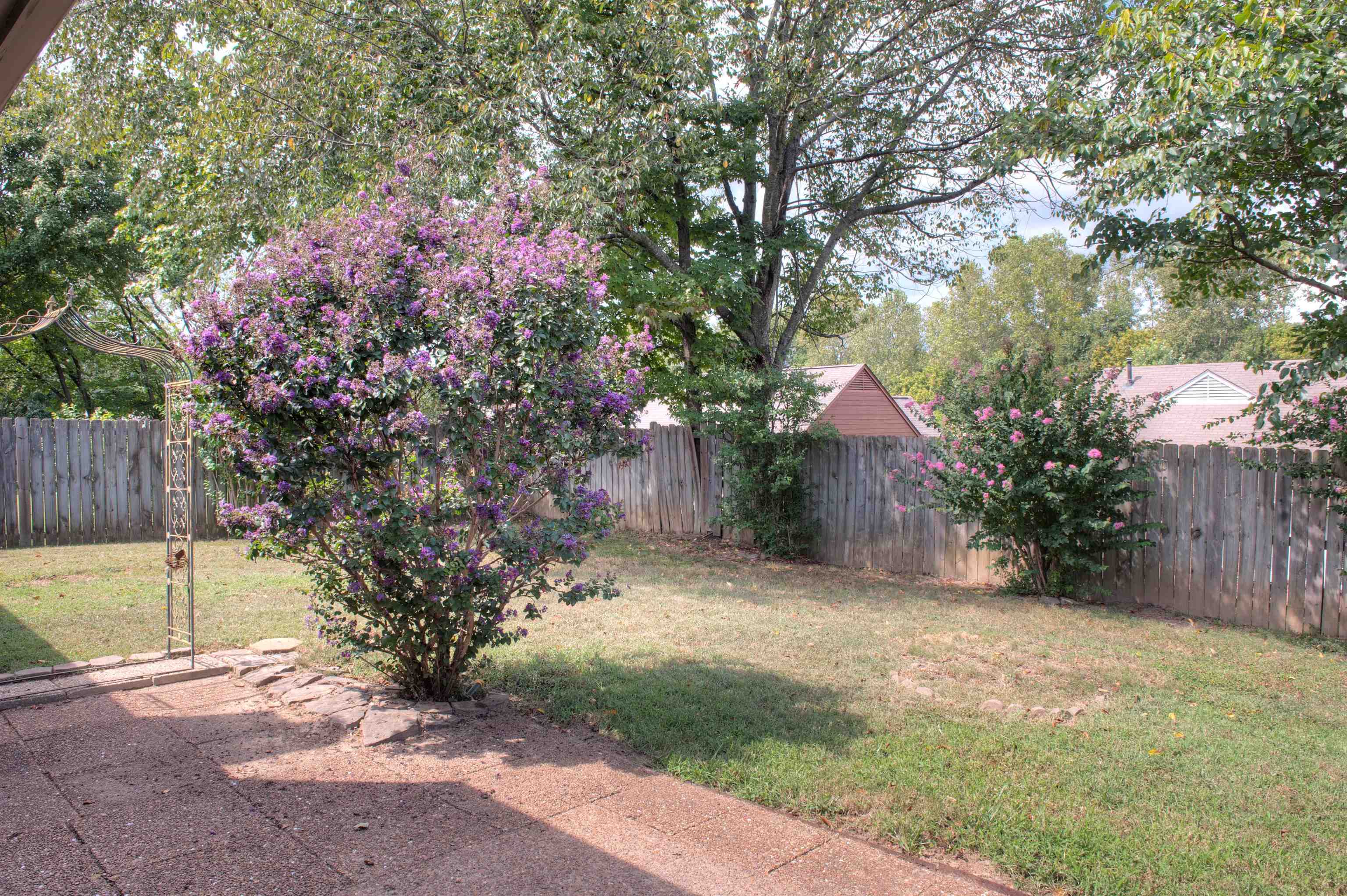 6652 Elmore Ridge Lane Memphis, TN 38134 - Photo 14 of 19 GREAT Back Yard features Patio, Wood Fencing, and Beautiful Flowering Trees/Plantings.