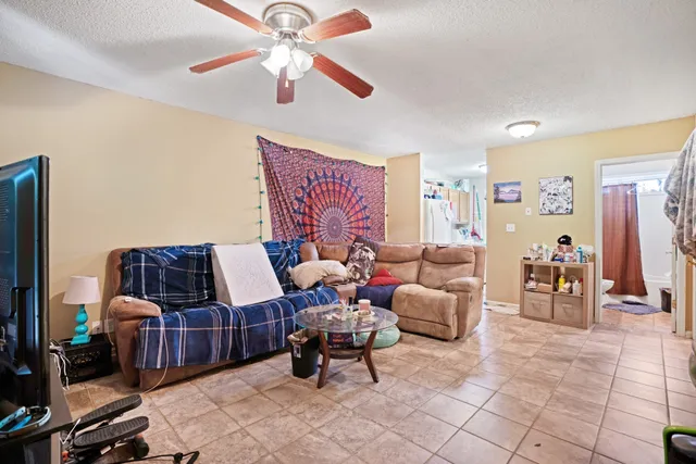 a living room with furniture