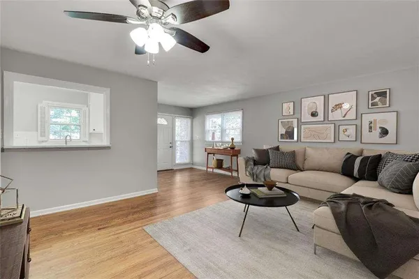 a living room with furniture